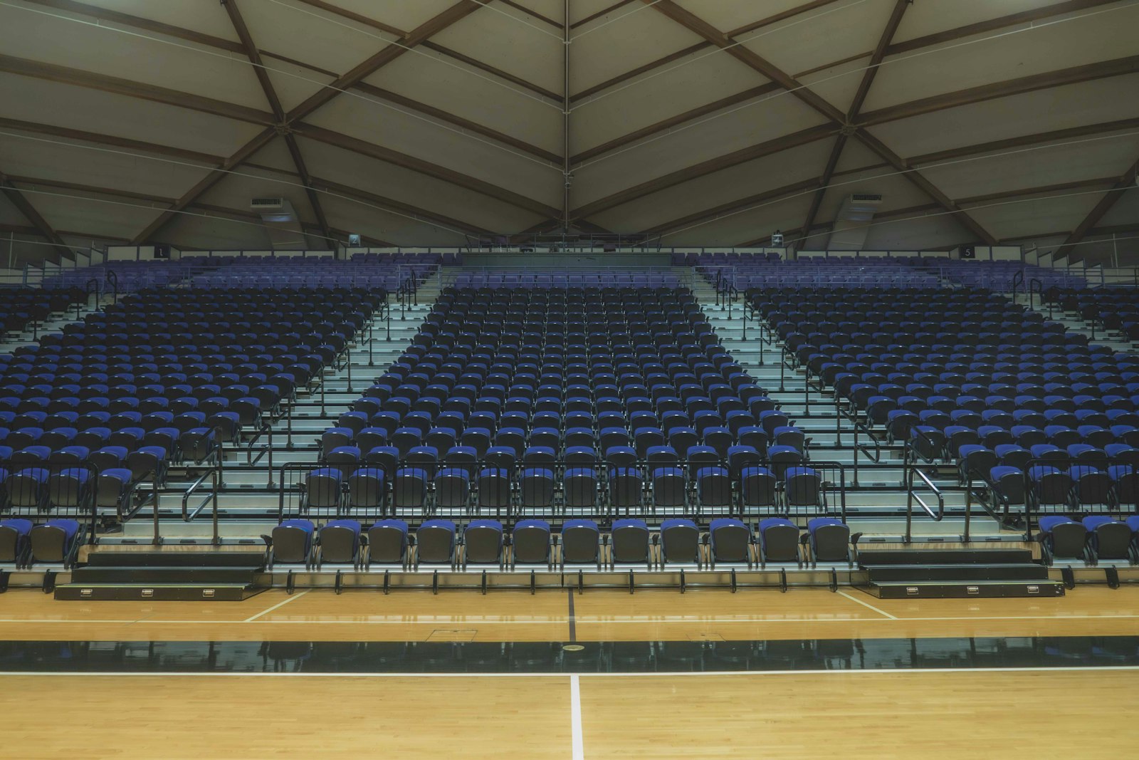 Empty gymnasium bleachers